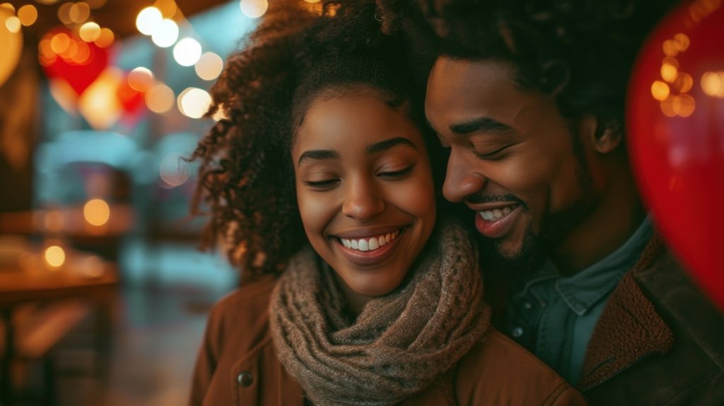 Couple smiling