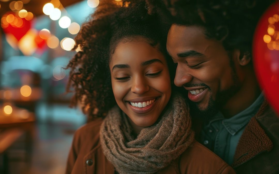 Couple smiling